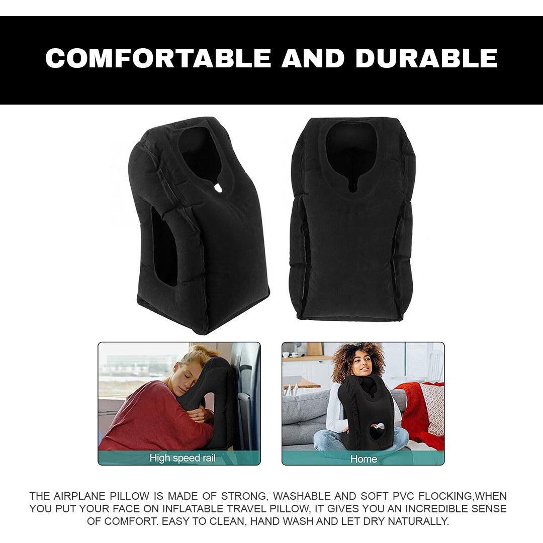 Inflatable Travel Pillow - Air Cushion Travel Pillow for Airplane Office Neck Head Chin Nap Rest Travell - Tophatter Daily Deals