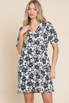 BOMBOM Floral Button Down Mini Dress Black Casual Dresses - Tophatter Daily Deals