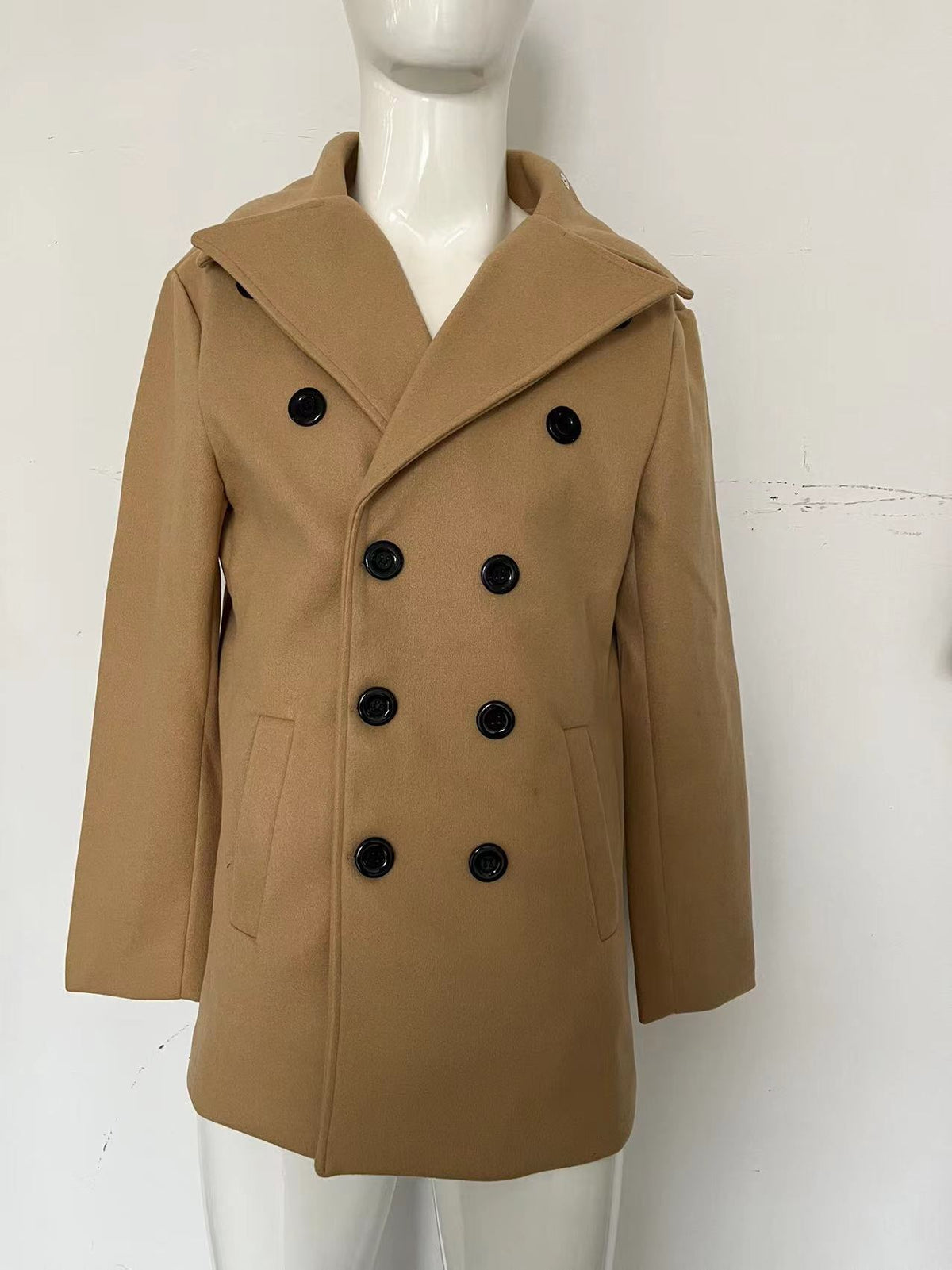 Warm Men's Wool Coat - Double Breasted, Structured For Winter 3D Changing Face Moving Picture Frame - Tophatter Daily Deals