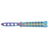 Butterfly Knife TRAINER Dull Balisong w/ Spring Latch - Grey Rainbow w holes - no sheath Knife-Balisong - Tophatter Daily Deals