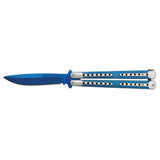 Diamond Grip Balisong Grippy Butterfly Knife w/ Spring Latch - Asst. colors Blue Knife-Balisong - Tophatter Daily Deals