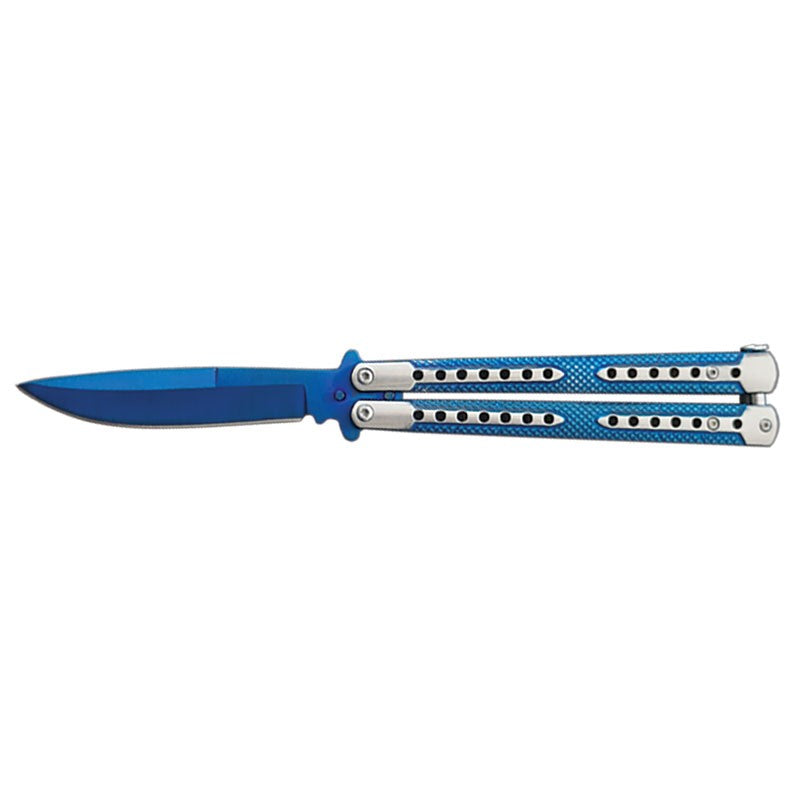 Diamond Grip Balisong Grippy Butterfly Knife w/ Spring Latch - Asst. colors Blue Knife-Balisong - Tophatter Daily Deals