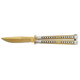 Diamond Grip Balisong Grippy Butterfly Knife w/ Spring Latch - Asst. colors Gold Knife-Balisong - Tophatter Daily Deals