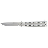 Diamond Grip Balisong Grippy Butterfly Knife w/ Spring Latch - Asst. colors Silver Knife-Balisong - Tophatter Daily Deals