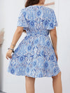 Plus Size Surplice Flutter Sleeve Mini Dress Casual Dresses - Tophatter Daily Deals