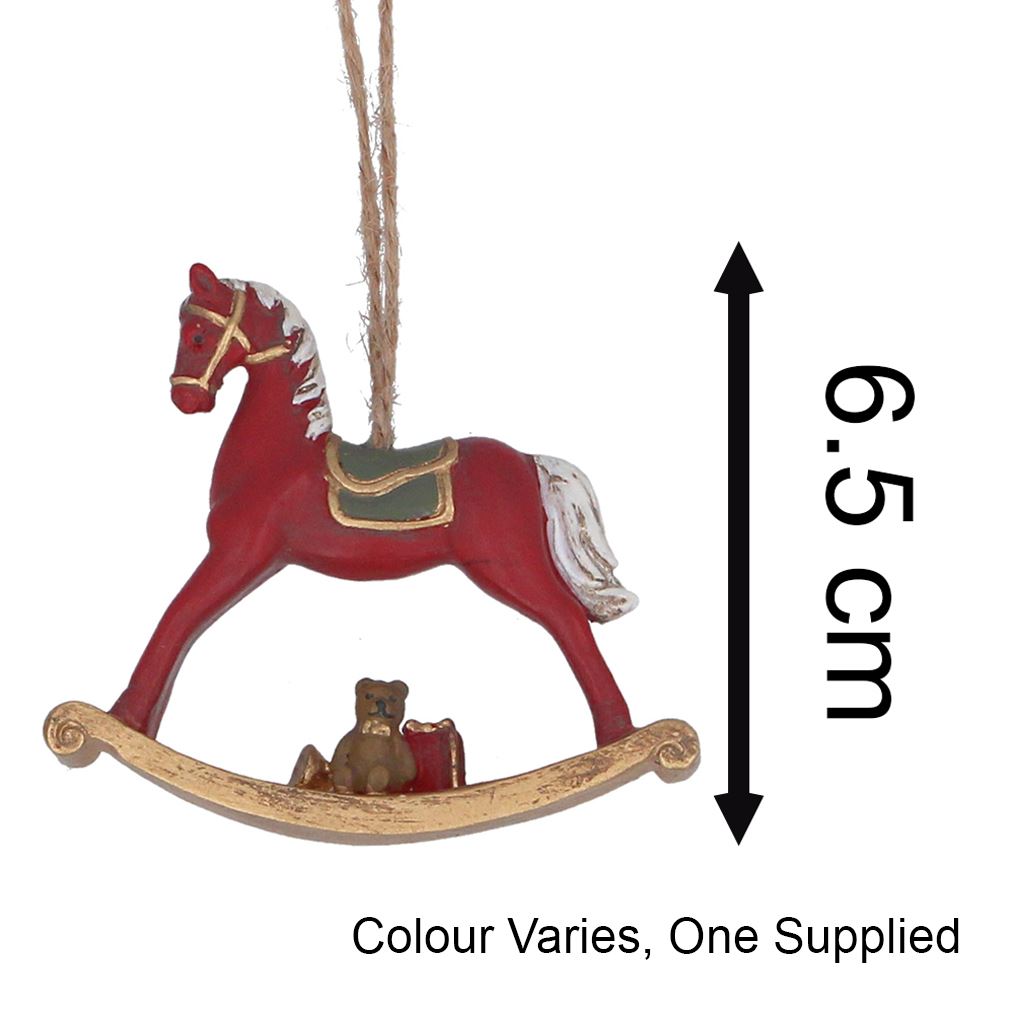 Rocking Horse Bauble | Resin Decoration Christmas Tree Hanging Ornament - 6.5cm Baubles - Tophatter Daily Deals
