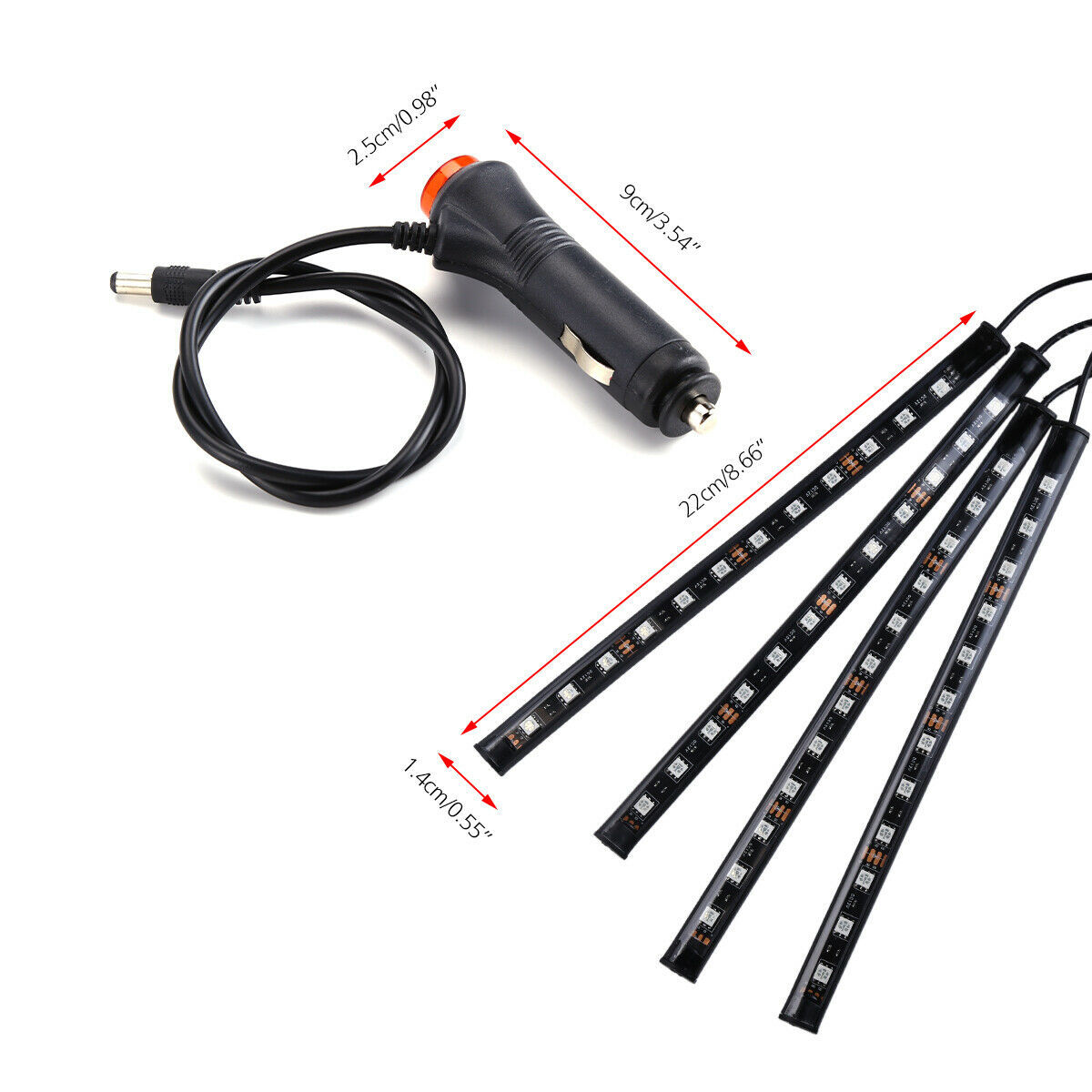 Auto LED RGB Interior Atmosphere Strip Light Decorative Foot Lamp With USB Wireless Remote Music Control Multiple Modes For Car 5 - Tophatter Daily Deals
