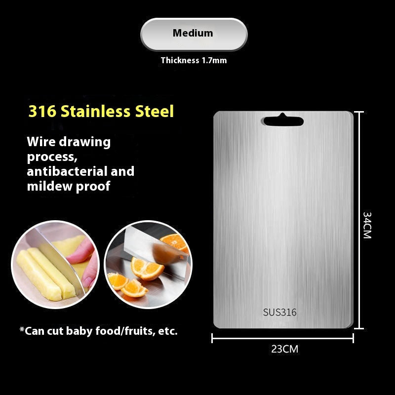 316 Stainless Steel Thickened Cutting Board Oversized Mildew-proof Household Kitchen Panel Single Available 34x23cm Square 0 - Tophatter Daily Deals