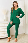 Zenana Lazy Days Full Size Long Sleeve Top and Leggings Set Loungewear Sets - Tophatter Daily Deals