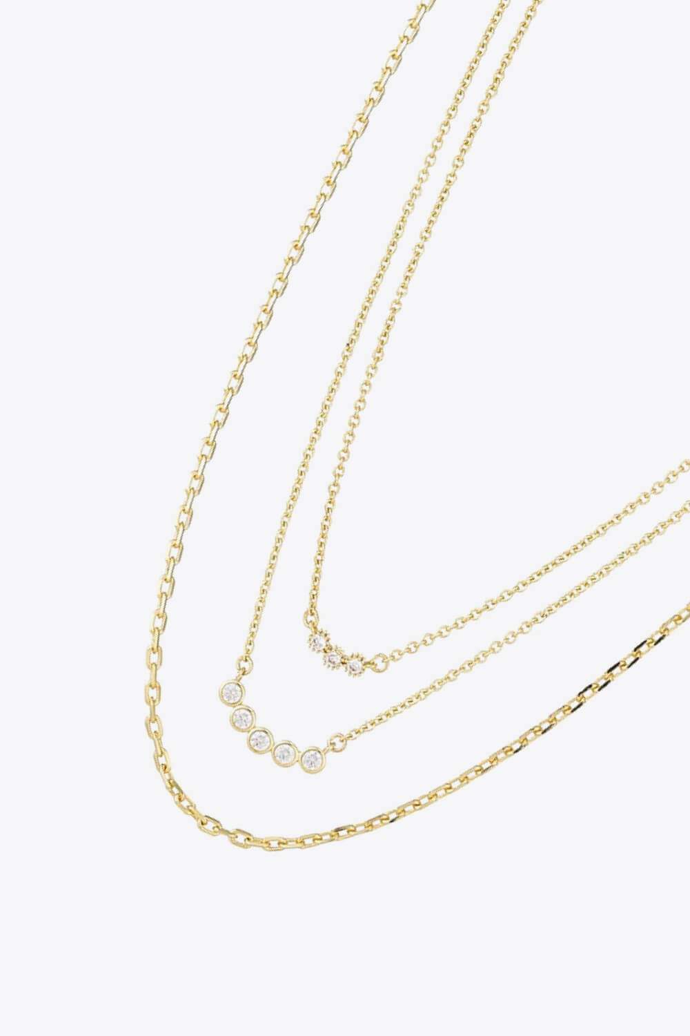 Zircon Chain-Link Necklace Three-Piece Set Necklaces - Tophatter Daily Deals