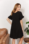 Double Take V-Neck Flounce Sleeve Tiered Dress Casual Dresses - Tophatter Daily Deals