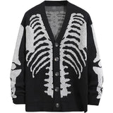 Oversized Men's Jacquard Cardigan - Skeleton Knit, Acrylic Black 3D Changing Face Moving Picture Frame - Tophatter Daily Deals