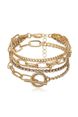 Gold 5pcs Rhinestone Chain Bracelet Set Bracelets - Tophatter Daily Deals