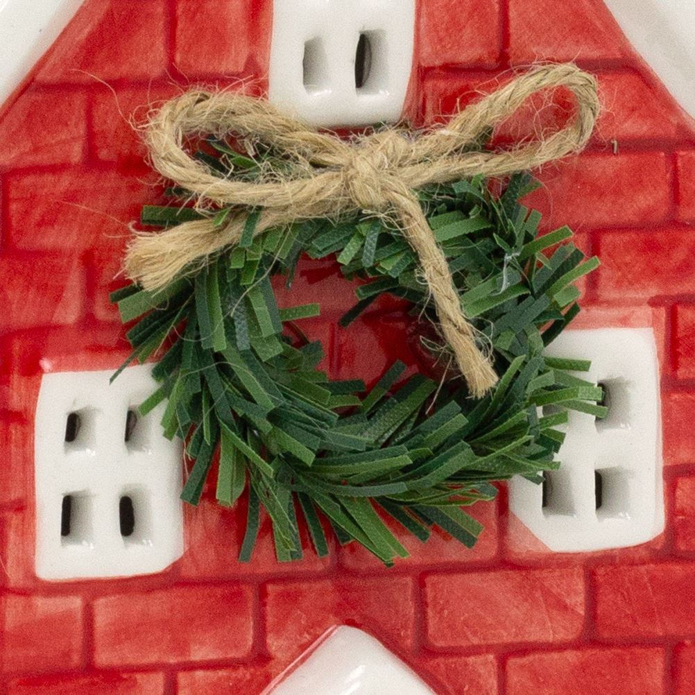 Ceramic Christmas LED House Ornament Santa Stop Here Festive Light-Up Decoration LED Light - Tophatter Daily Deals