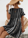 Striped Polka Dot Frill Short Sleeve Mini Dress Casual Dresses - Tophatter Daily Deals