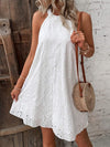 Eyelet Grecian Neck Mini Dress Casual Dresses - Tophatter Daily Deals