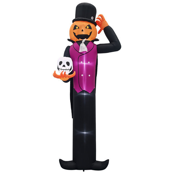 12ft Caped Pumpkin Man Inflatable Halloween Yard Decor 3D Changing Face Moving Picture Frame - Tophatter Daily Deals