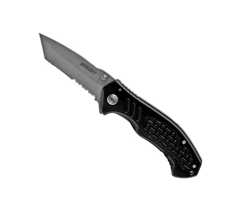 BULLET Tanto Blade Spring Assisted Opening Knife - Black Handle - TOPHATTER'S ARMORY DEALS Collectible Weapons - Tophatter Daily Deals