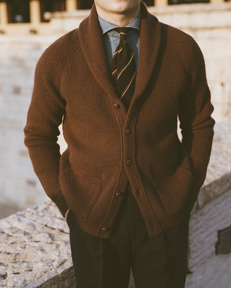 Warm Men's Shawl Collar Cardigan - Ribbed Knit, For Fall Coffee 3D Changing Face Moving Picture Frame - Tophatter Daily Deals