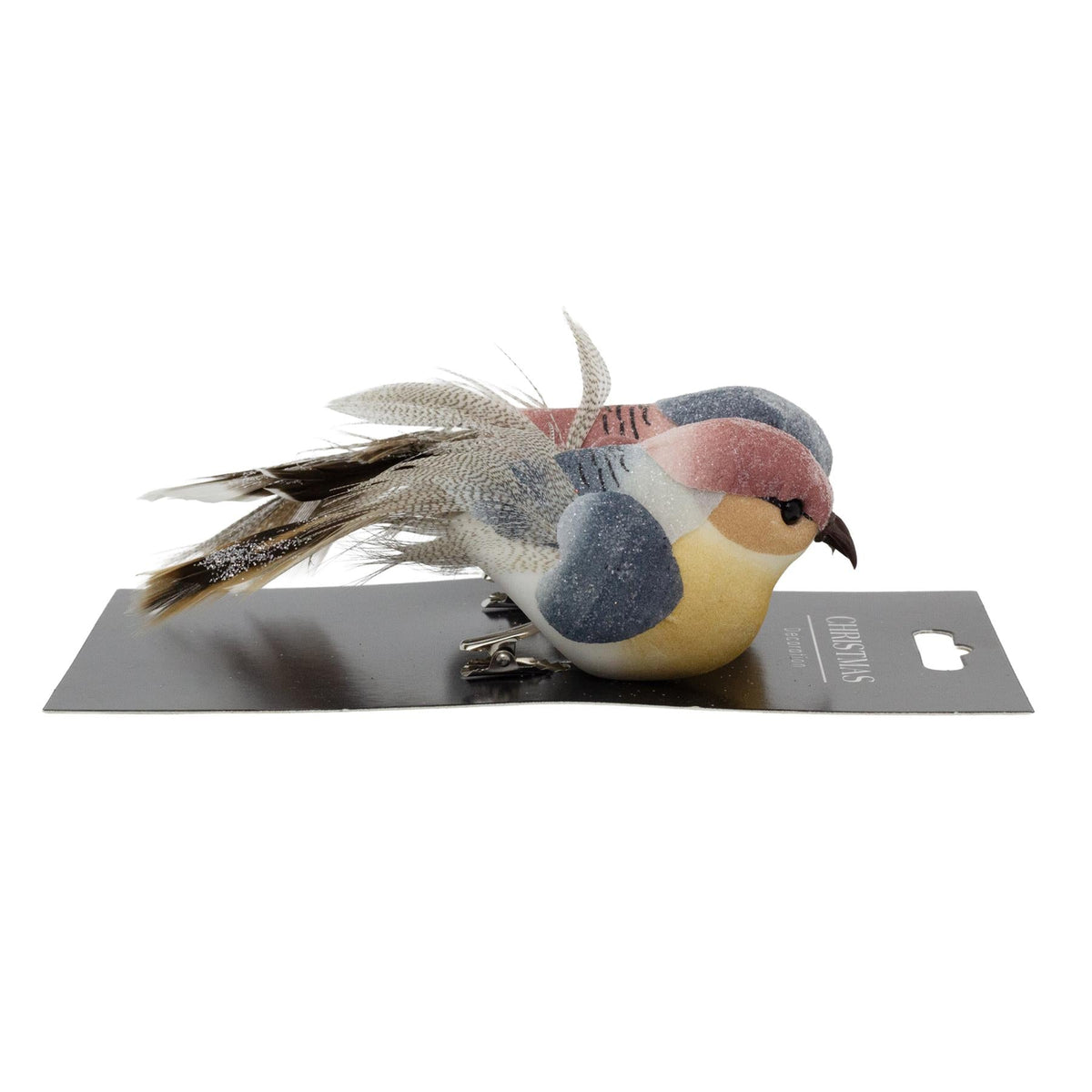 Set of 2 Clip on Birds | 2-piece Christmas Tree Bird Ornaments with Silver Clip Tree Decoration - Tophatter Daily Deals