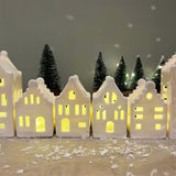 10cm White Ceramic LED Christmas House | Light-Up Ornament | Design Varies LED Light - Tophatter Daily Deals