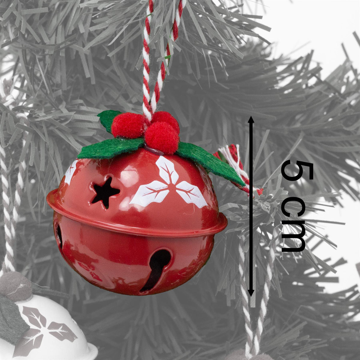 Set of 6 Baubles Festive Jingle Bells | Christmas Tree Hanging Ornaments - 4cm Baubles - Tophatter Daily Deals