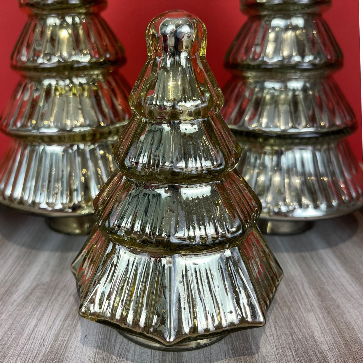Gold Glass Christmas Tree | Freestanding Mottled Gold Tree Ornament - 13cm Ornament - Tophatter Daily Deals