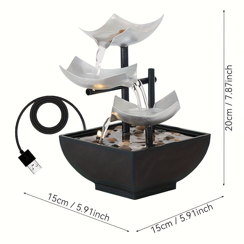 USB Metal Flower Desktop Fountain for Home Office Home & Garden - Tophatter Daily Deals