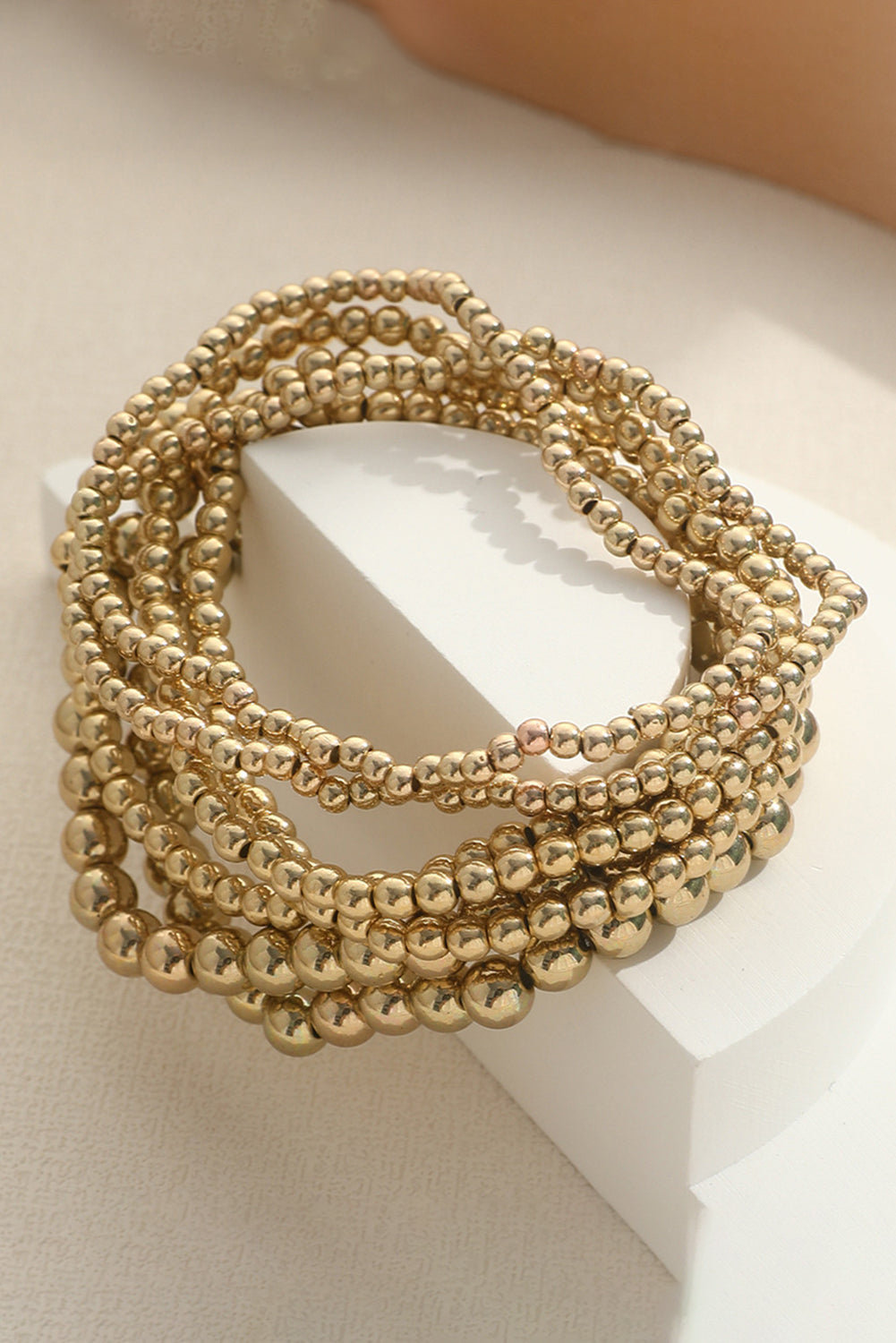 Gold 7pcs Minimalist Beaded Luxury Bracelet Set Bracelets - Tophatter Daily Deals