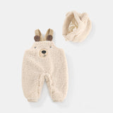 Baby Jumpsuit Autumn And Winter Plus Velvet Baby Clothing Bear Suspenders Apricot 0 - Tophatter Daily Deals