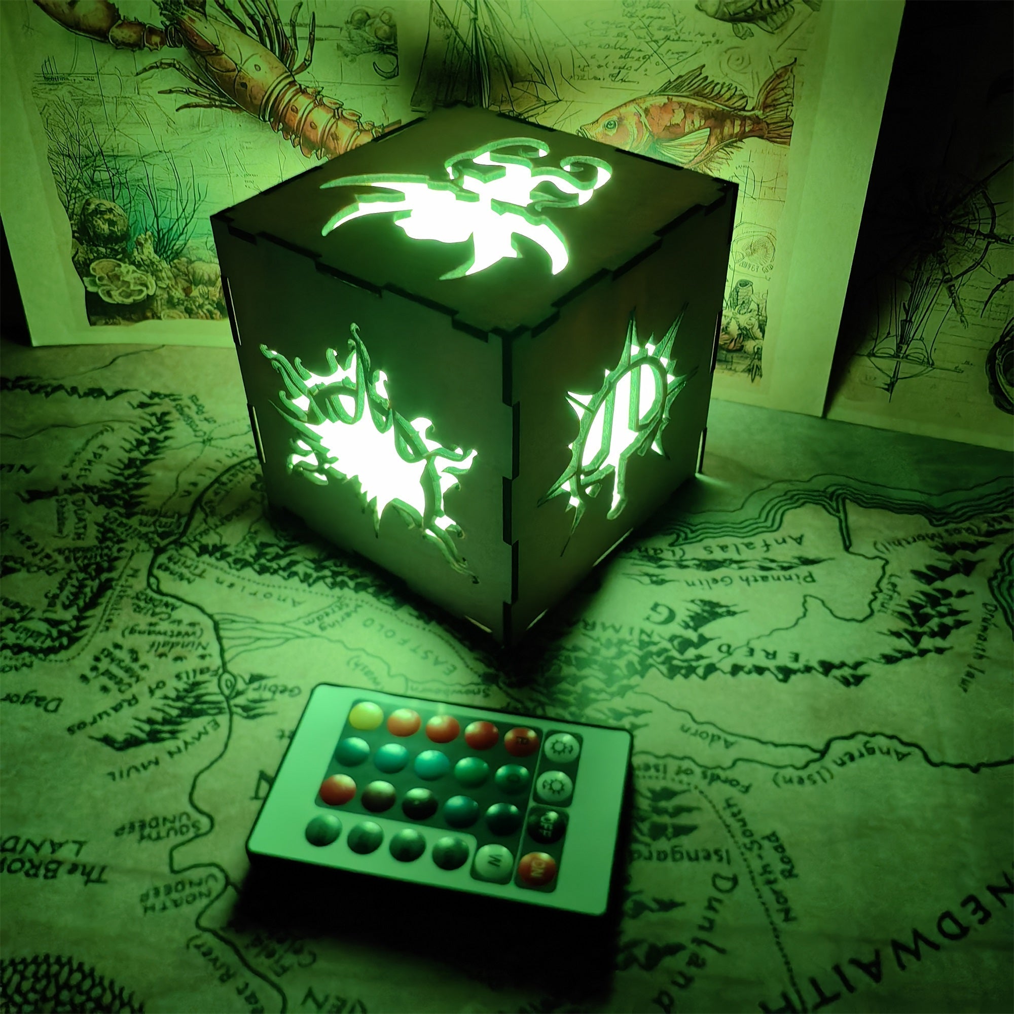 Handmade BG3 Inspired Wood Lamp Night Light Wooden Cube Light - Tophatter Daily Deals