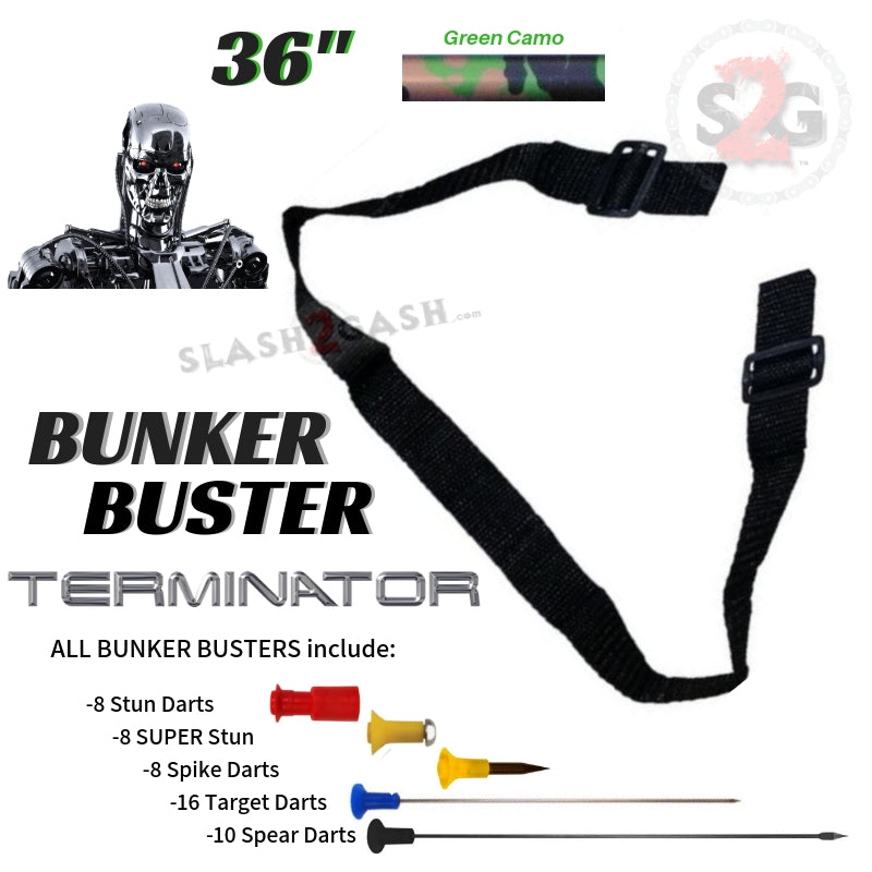 Terminator 36" Blowgun .40 cal LOADED w/ 50 Darts - Green Camo Blowgun - Tophatter Daily Deals