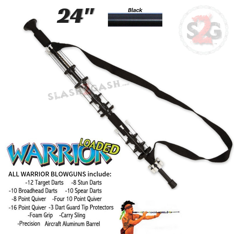 Warrior 24" Blowgun .40 cal LOADED w/ 40 Darts - Black Blowgun - Tophatter Daily Deals