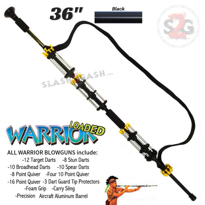 Warrior 36" Blowgun .40 cal LOADED w/ 40 Darts - Black Blowgun - Tophatter Daily Deals