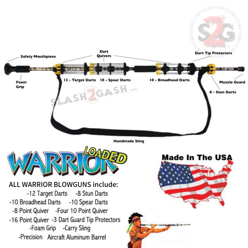 Warrior 24" Blowgun .40 cal LOADED w/ 40 Darts - Green Camo Blowgun - Tophatter Daily Deals