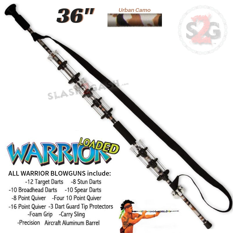 Warrior 36" Blowgun .40 cal LOADED w/ 40 Darts - Urban Camo Blowgun - Tophatter Daily Deals