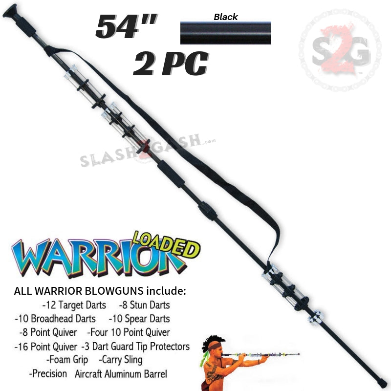 Warrior 54" Blowgun .40 cal LOADED w/ 40 Darts - 2PC Black Blowgun - Tophatter Daily Deals