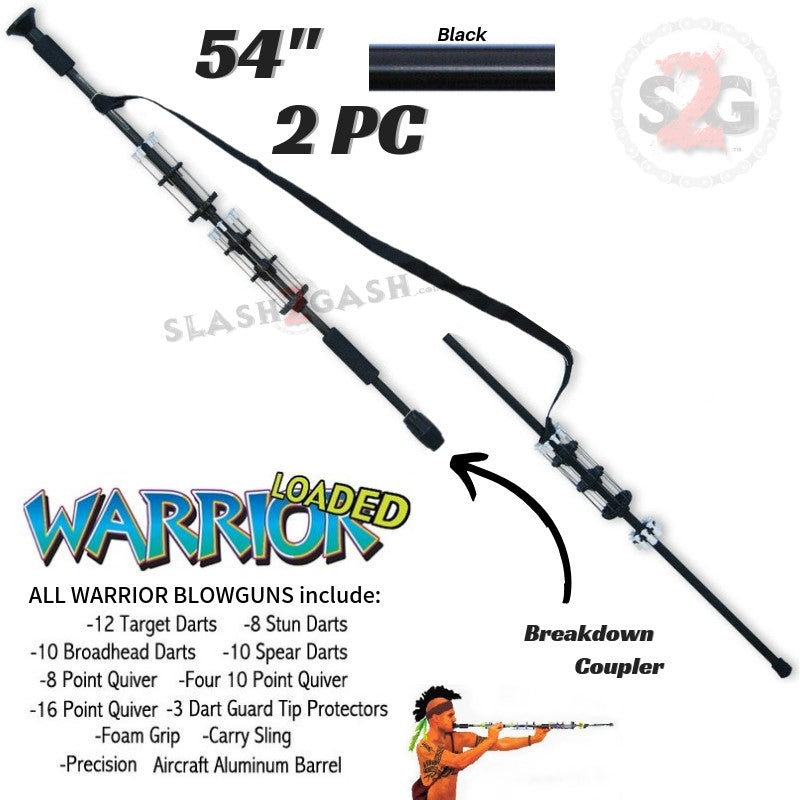 Warrior 54" Blowgun .40 cal LOADED w/ 40 Darts - 2PC Black Blowgun - Tophatter Daily Deals