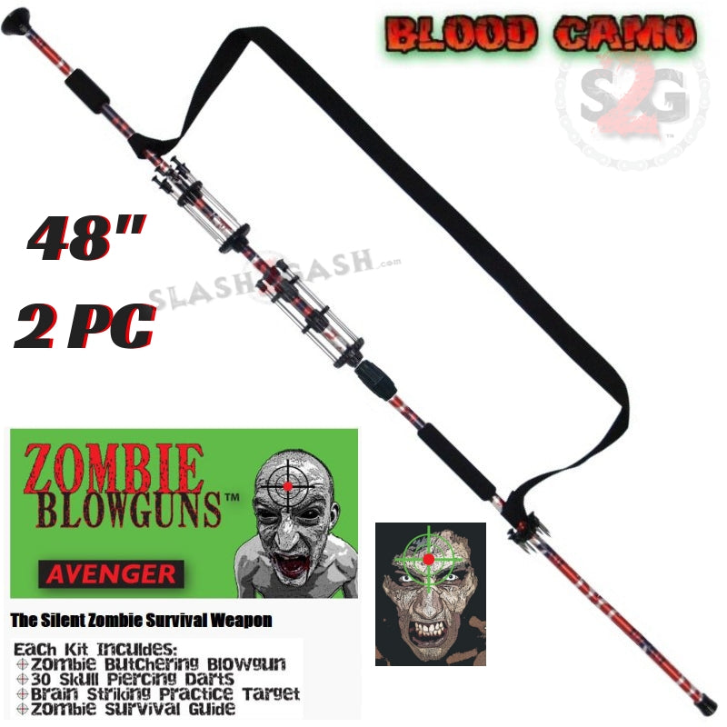 Zombie Blowguns .40 cal LOADED w/ 30 Darts - Asstd. Colors 24 36 48 54" Blowgun - Tophatter Daily Deals