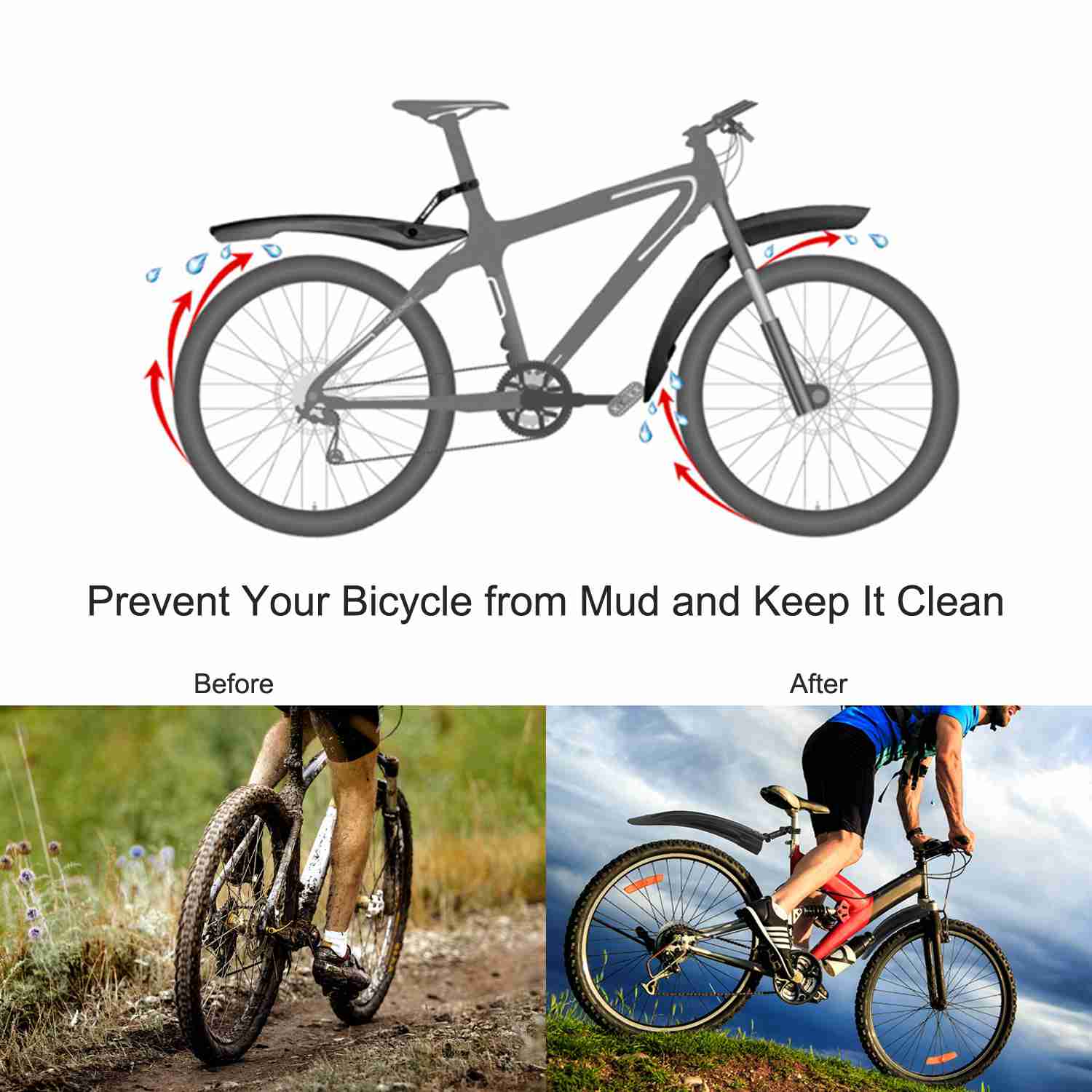 Bicycle Fender Set Adjustable Mudguards Outdoor Recreation - Tophatter Daily Deals