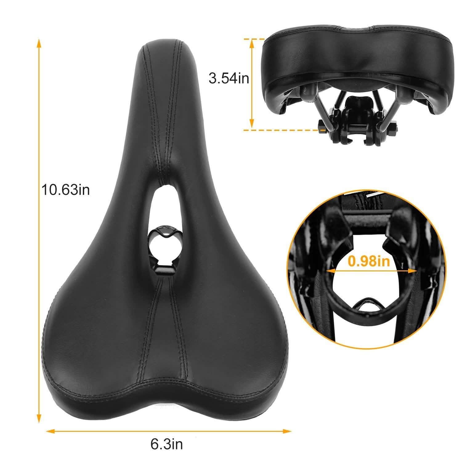 Bicycle Padded Saddle Wear Resistant Hollow Leather Seat Cushion Outdoor Recreation - Tophatter Daily Deals