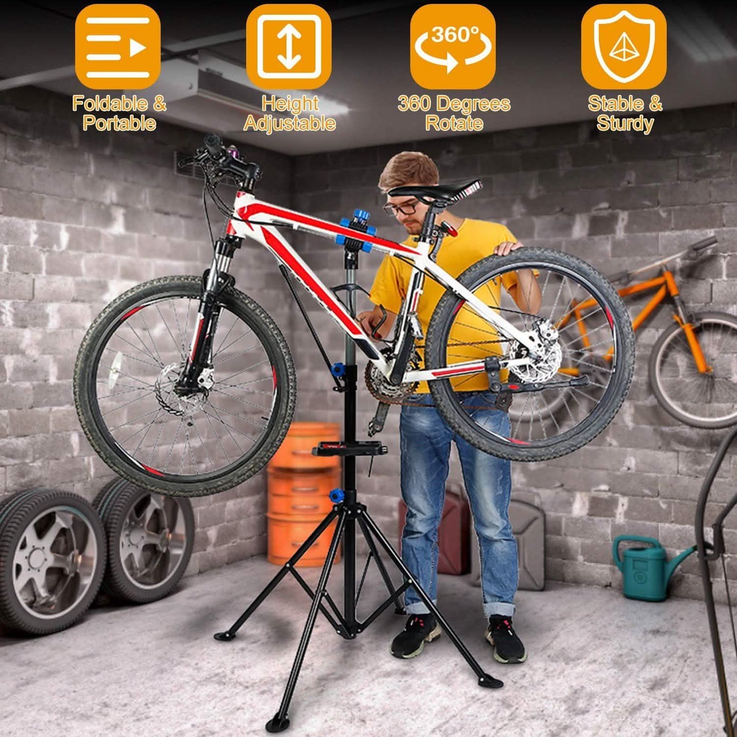 Bicycle Repair Foldable Stand Rack Outdoor Recreation - Tophatter Daily Deals