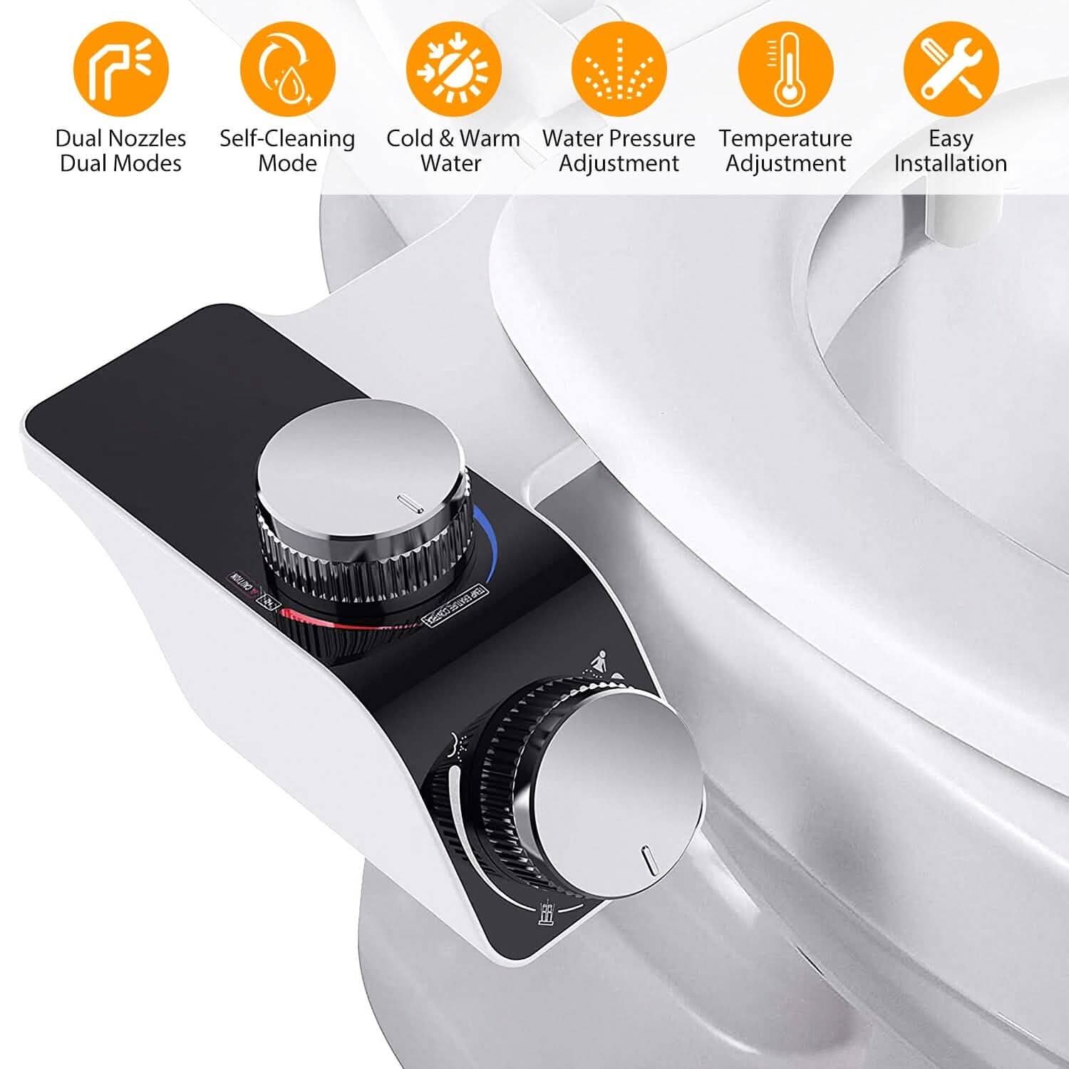 Bidet Attachment Non-Electric Fresh Water Sprayer with Self Cleaning Dual Nozzle Bath - Tophatter Daily Deals