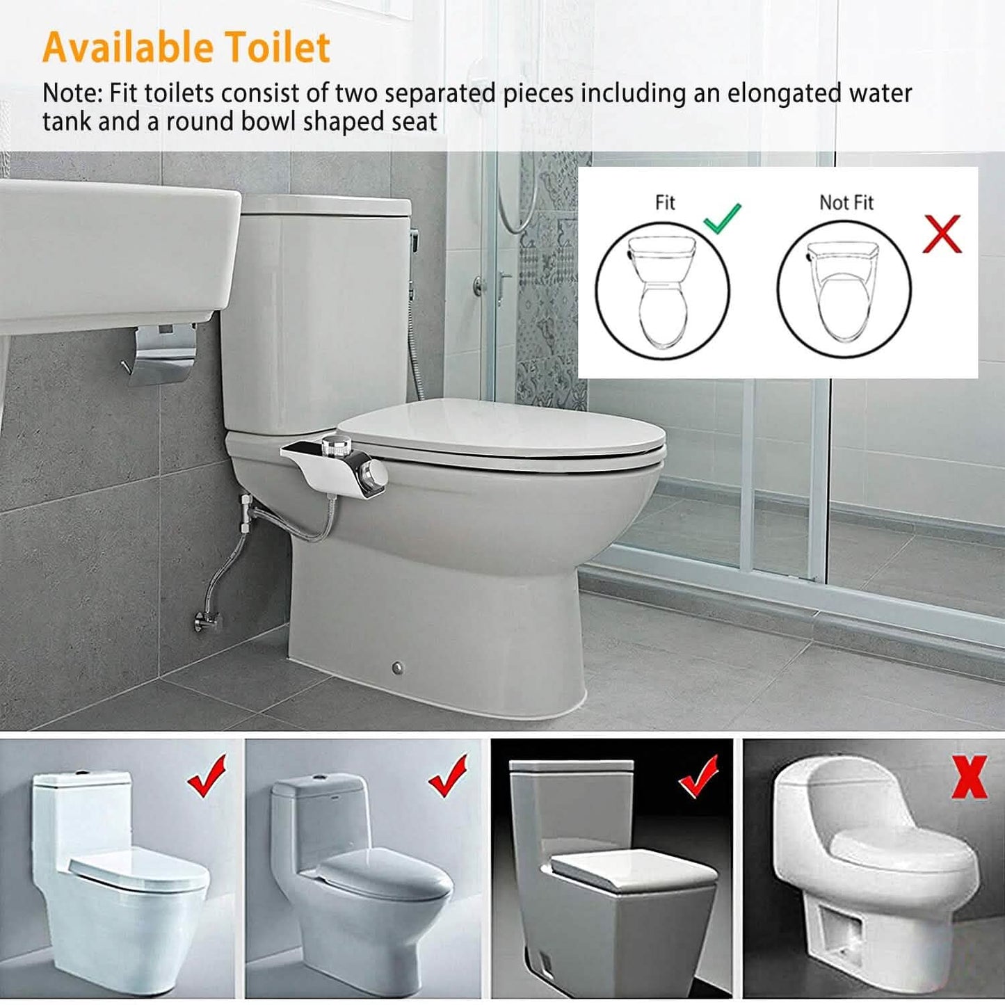 Bidet Attachment Non-Electric Fresh Water Sprayer with Self Cleaning Dual Nozzle Bath - Tophatter Daily Deals