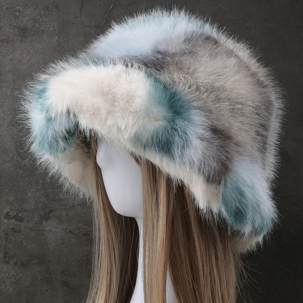 Big Fluffy Faux Fur Winter Hat for Women Grey Cap - Tophatter Daily Deals