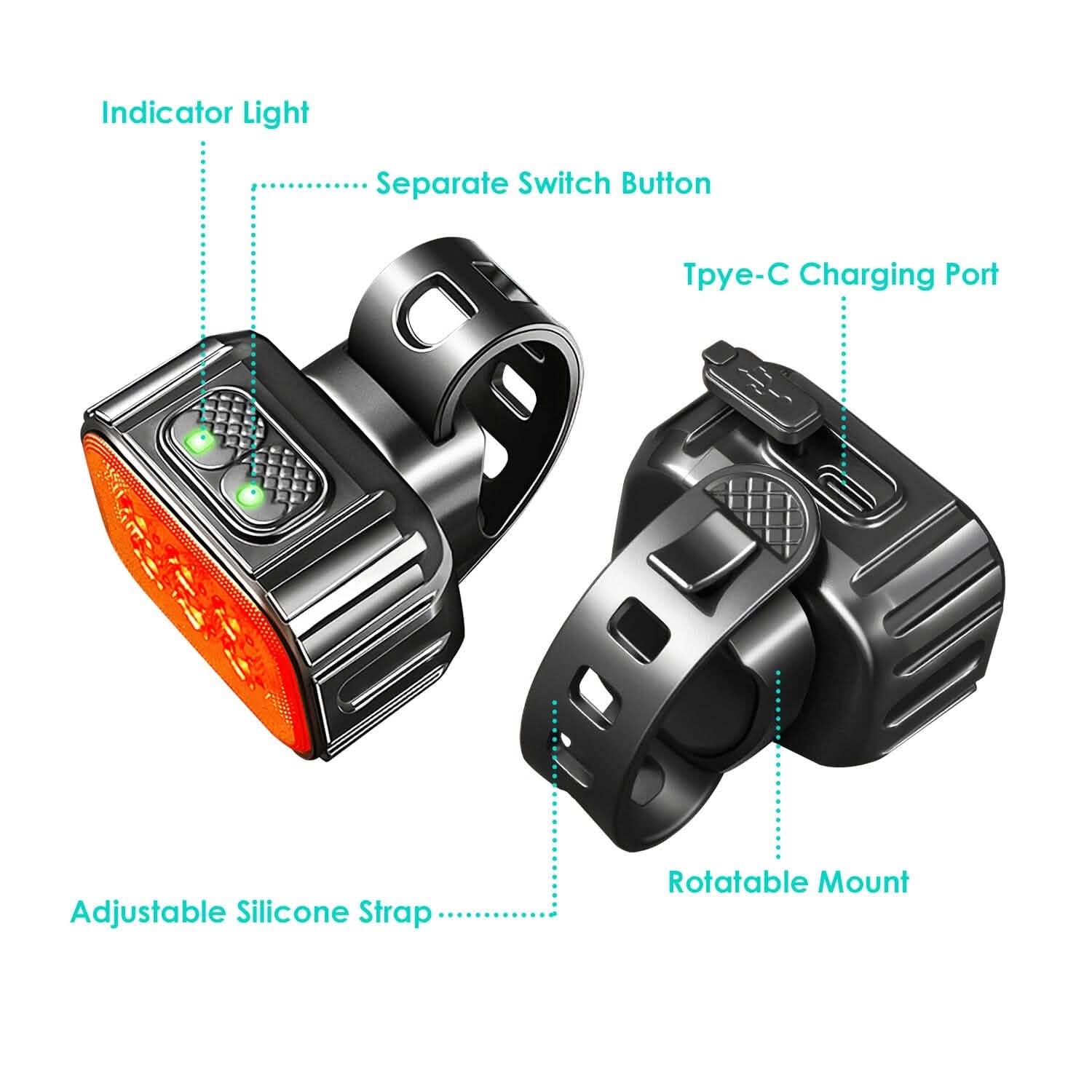 Bike Headlight TailLight IP65 Waterproof Anti-Drop Rechargeable Bicycle Light Set Outdoor Recreation - Tophatter Daily Deals