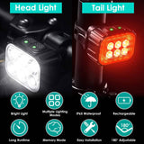 Bike Headlight TailLight IP65 Waterproof Anti-Drop Rechargeable Bicycle Light Set Outdoor Recreation - Tophatter Daily Deals