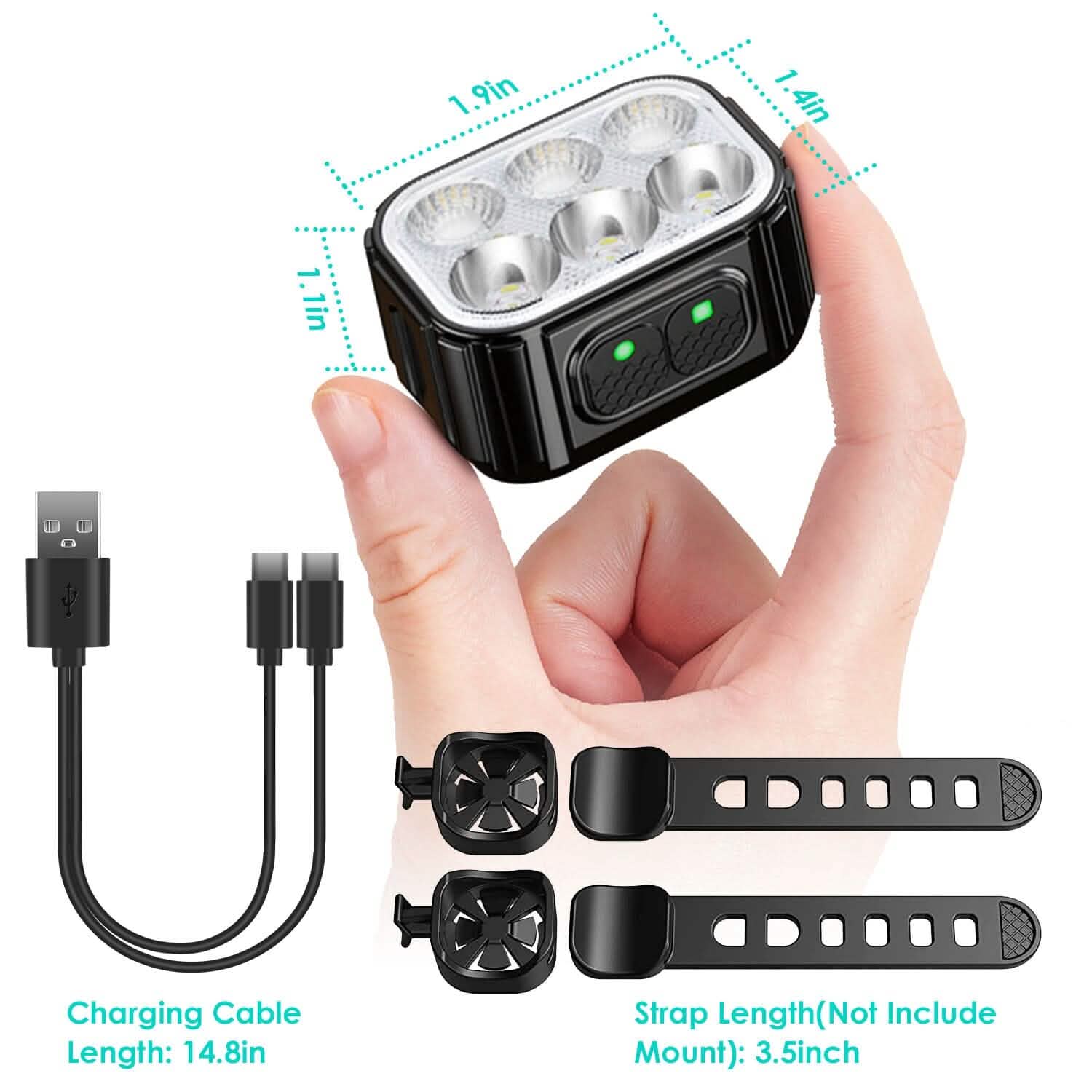 Bike Headlight TailLight IP65 Waterproof Anti-Drop Rechargeable Bicycle Light Set Outdoor Recreation - Tophatter Daily Deals