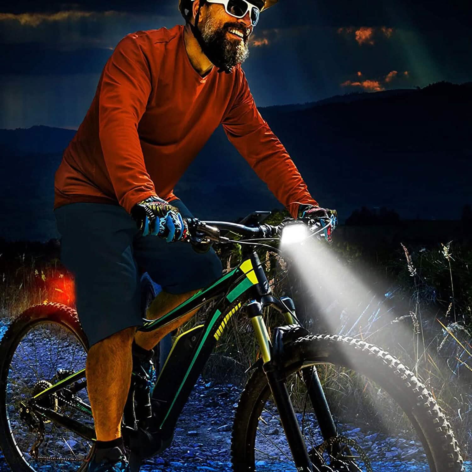 Bike Headlight TailLight IP65 Waterproof Anti-Drop Rechargeable Bicycle Light Set Outdoor Recreation - Tophatter Daily Deals