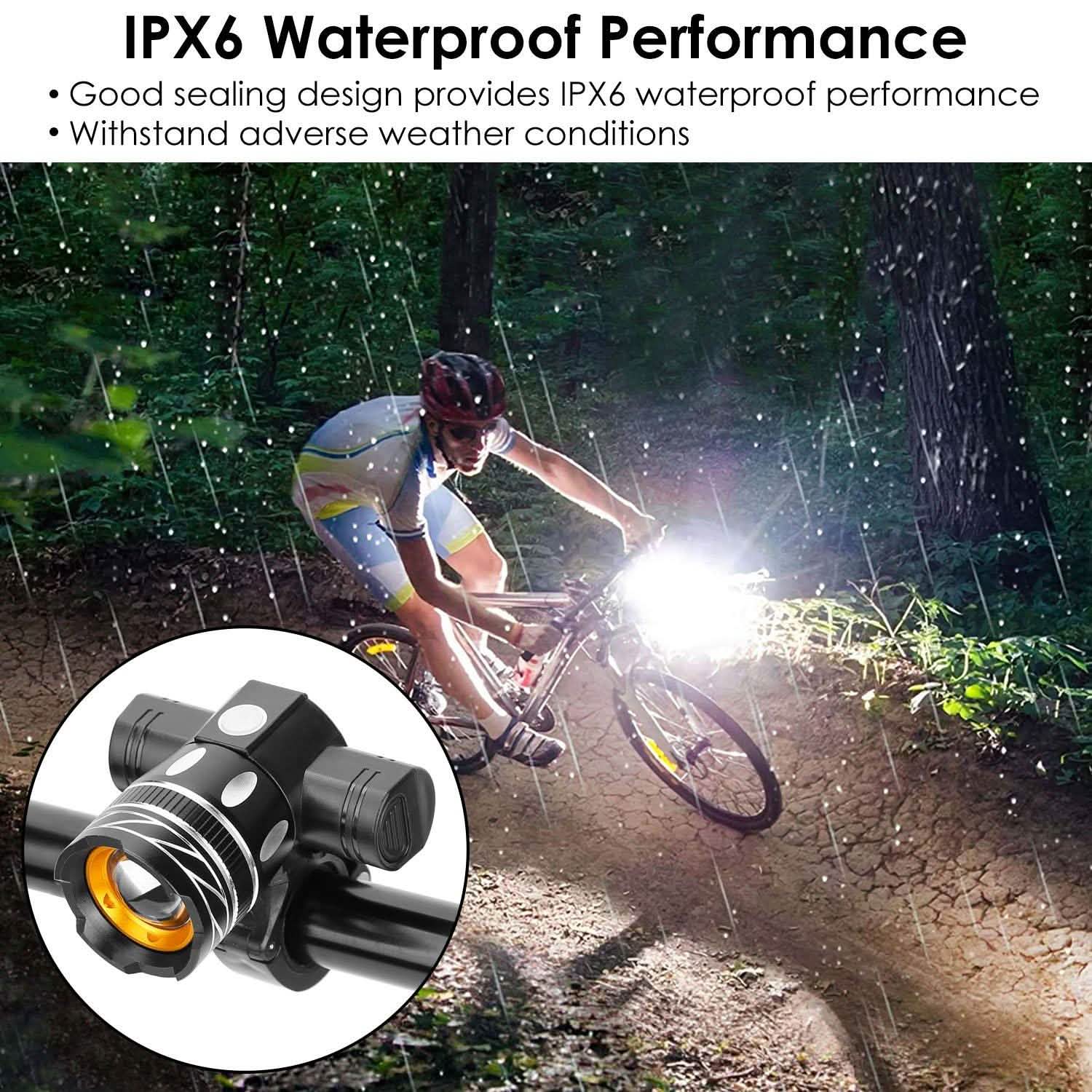 Bike Headlight USB Rechargeable with Bracket Outdoor Recreation - Tophatter Daily Deals